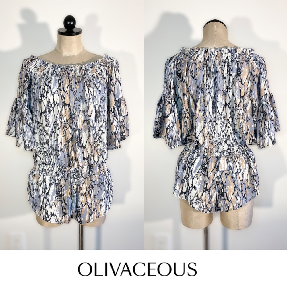 Olivaceous | Off-the-Shoulder Coverup Romper - Picture 2 of 9